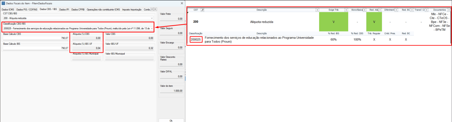 Dados Fiscais do Item - inclusão