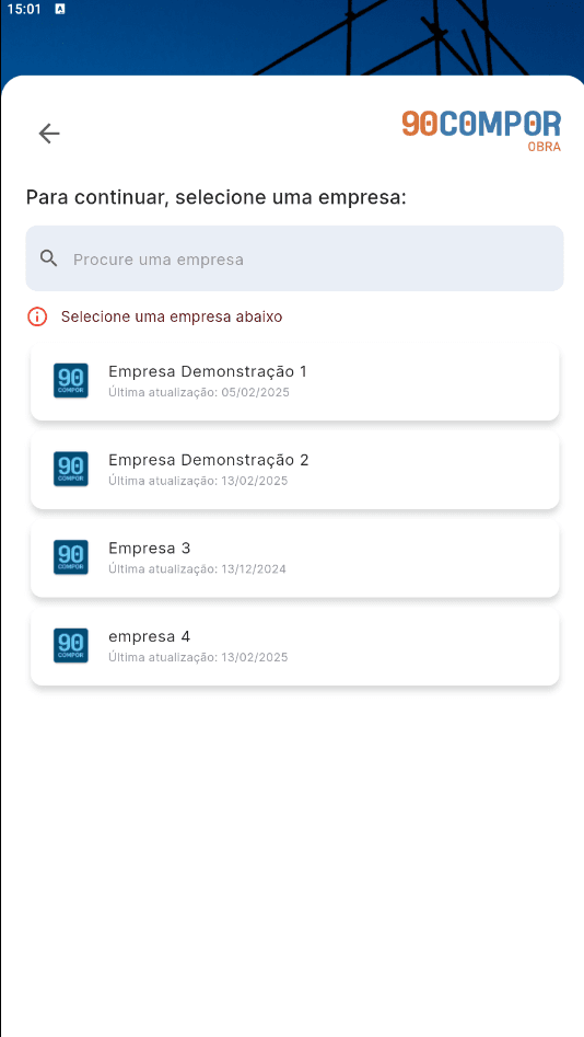 Seleção de empresas