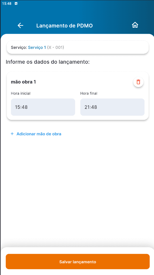 lançamento de Horas pdmo